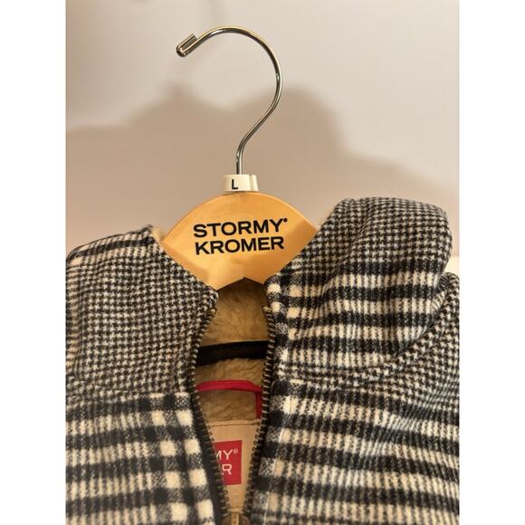 Stormy Kromer Jacket Womens L Metro Wool Sherpa Swallowtail Black White Plaid - Picture 1 of 16